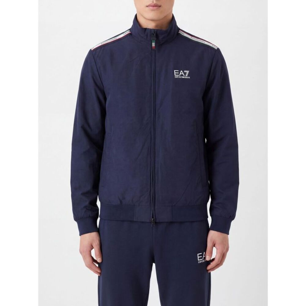 Ea7 Men Ea7 High Neck Technical Fabric Zip-Up Sweatshirt With Side Bands